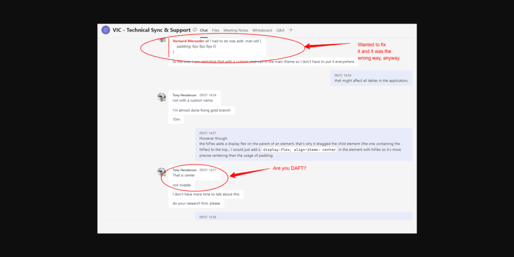 Screenshot - Anthony Henderson attempts to "School" me on CSS