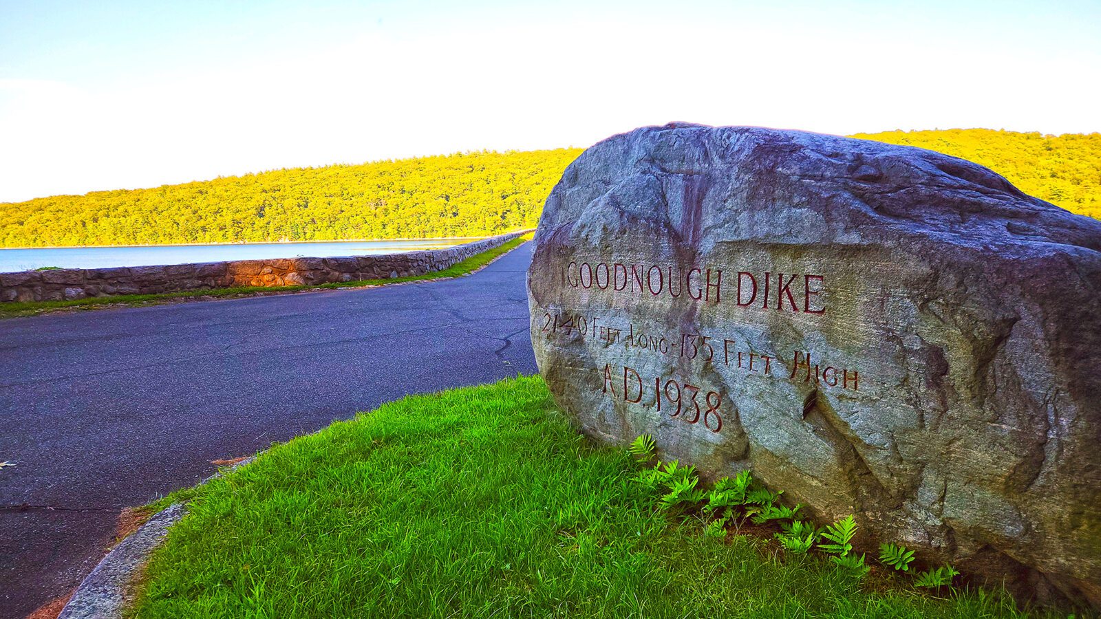 Image: Goodnough Dike memorial Rock, Quabbin Reservoir