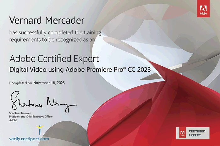 Picture: Certificate - Adobe Certified Expert - Adobe Premiere Pro 2023
